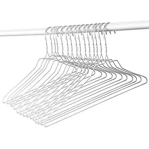 Wire Metal Hangers| Pack of 100 Hangers | White Vinyl Coated |Standard Size for Adults 18"| Made in The USA | Especially for Your Clothes | Takes Less Space | Best for Home, Dorms, and Shops