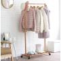 Cxjff Floor Standing Coat Rack Stable Hooks Shoes Shelf Wheels Movable Cloth Hat Hanger, 3 Sizes (Color : Natural, Size : 60x38x145cm)
