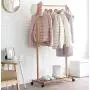 Cxjff Floor Standing Coat Rack Stable Hooks Shoes Shelf Wheels Movable Cloth Hat Hanger, 3 Sizes (Color : Natural, Size : 60x38x145cm)