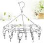 Inoutdoorkit Clip & Drip Laundry Clothes Socks Drying Hanger Stainless Steel 20 Clips for Underwear, Lingerie, Bra, Kids Baby Clothes, Diapers, Towel, Hat, Scarf, Gloves SHR20 (Stainless Steel)