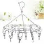 Inoutdoorkit Clip & Drip Laundry Clothes Socks Drying Hanger Stainless Steel 20 Clips for Underwear, Lingerie, Bra, Kids Baby Clothes, Diapers, Towel, Hat, Scarf, Gloves SHR20 (Stainless Steel)