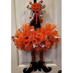 Pumpkins & Witches Halloween Orange Black Deco Mesh Door Decor - FREE SHIPPING - WREATH HANGER INCLUDED