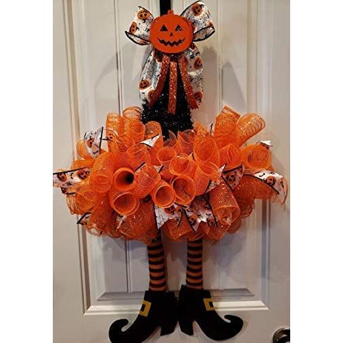 Pumpkins & Witches Halloween Orange Black Deco Mesh Door Decor - FREE SHIPPING - WREATH HANGER INCLUDED Pumpkins & Witches Halloween Orange Black Deco Mesh Door Decor - FREE SHIPPING - WREATH HANGER INCLUDED