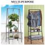 KAREZONINE Freestanding Closet, Double Rod Heavy Duty Garment Rack 2-Tier Metal Hanging Clothes Rack Portable Closet with Bottom Shelves for Shoes Storage - Black
