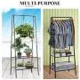 KAREZONINE Freestanding Closet, Double Rod Heavy Duty Garment Rack 2-Tier Metal Hanging Clothes Rack Portable Closet with Bottom Shelves for Shoes Storage - Black