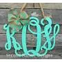 Hand Painted 3 Initial Door Hanger with a Large Ribbon Bow/Initial Door Wreath/Monogram Door Hanger Wreath/Triple Monogram Door Hanger