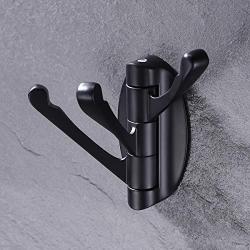 KES SOLID METAL Coat Hook Folding Swing Arm Swivel Hook with Multi Three Foldable Arms for Bathroom Kitchen Garage Wall Mount Matt Black, A5060-BK