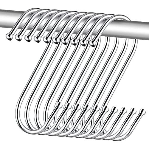 S Hooks for Hanging, Kmeivol 30 Pack S Hooks, Heavy Duty Metal S Hook, Stainless Steel Kitchen Pot Rack Hooks, Clothes, Bags, Towels, Cups, Plants Hooks for Kitchen, Bathroom, Garden, Work Shop