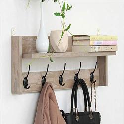 Hooks for Wall Mounted Wall Mount Hook,Coat Robe Hat Clothes Wall Mount Hook Hanger Towel Rack，5 Hooks (Color : Mocha Brown, Size : 60 x 20 x 12cm)