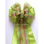 Green Pink Plaid Bow Easter Plaid Wreath Bow Green Spring Tartan Wreath bow Shower Party Decor Spring Door Hanger Bow Easter Gift Basket Bow