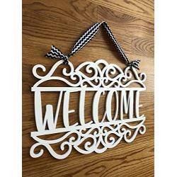 Fall Wreath for Front Door - Scroll Welcome Sign Door Hanger - Everyday Country Wreath - Neutral Door Hanger - Modern Welcome Sign -All Year