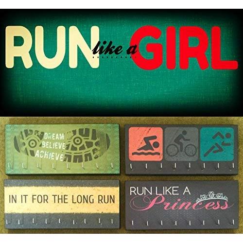 Race Medal Holder/Athletic Medal Hanger - RUN LIKE A GIRL. Wood Wall Mounted Medal Organizer. CUSTOMIZATION Available