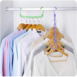 10pcs Random Color Space Saving Hanger Magic Clothes Hanger with Hook Closet Organizer Drying Rack Plastic Scarf Wardrobe Storage Hangers Decoration