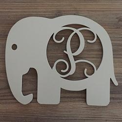 Monogram Elephant Nursery Wall Hanger - Babys Room Wall Hanger - Elephant Wall Hanging - Elephant Door Hanger - Wooden Elephant Cutout