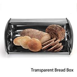 Bread Boxes for Kitchen Counter, Roll Top Bread Boxes Storage Bin Stainless Steel/Black/Pink/Beige (Stainless Steel)