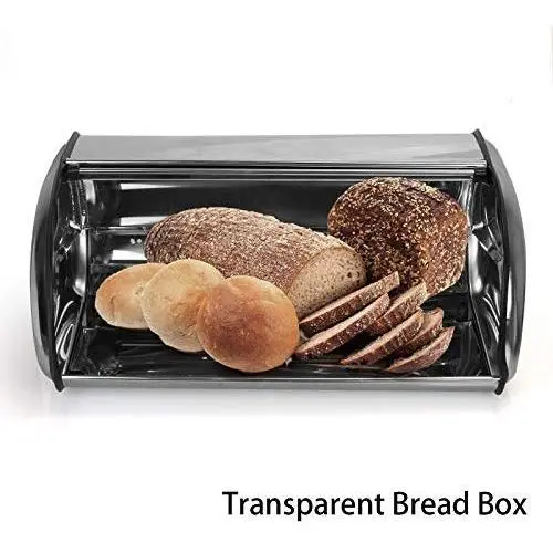 Bread Boxes for Kitchen Counter, Roll Top Bread Boxes Storage Bin Stainless Steel/Black/Pink/Beige (Stainless Steel) Bread Boxes for Kitchen Counter, Roll Top Bread Boxes Storage Bin Stainless Steel/Black/Pink/Beige (Stainless Steel)