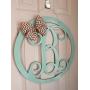 Circle Monogram Door Hanger - Spring Door Hanger - Wood Circle Door Monogram - Wood Monogram Hanger - Neutral Door Decoration