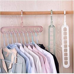 10pcs Random Color Magic Rotate Clothes Hanger Holder Storage Stand 9 Holes Plastic Support Drying Rack Wardrobe Finishing Space Saving Organizer