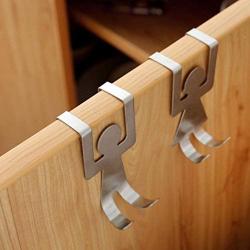 Gessppo Colgador de gancho 2Pcs Stainless Steel Lovers Shaped Hook Kitchen Hanger Clothes Storage Rack Tool Wall Door Hook Hanger