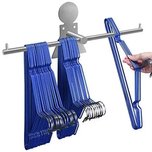 Picowe Clothes Hangers Storage Stacker Rack Holder Organizer, Wall Mounted, Adhesive or Drilling Installation, 304 Stainless Steel
