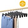 HOUSE DAY Pants Hangers 50 Pcs 12inch Black Plastic Skirt Hangers with Non-Slip Big Clips and 360 Swivel Hook, Durable Sturdy Plastic, Space-Saving Shape, Elegant for Closet Organizing