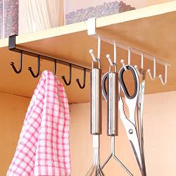 JD Million shop Kitchen Storage Rack Cupboard Hanging Coffee Cup Organizer Closet Clothes Shelf Hanger Wardrobe Glass Mug Holder with 6 Hooks