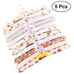 Cabilock Clothes Hanger 5pcs Flower Cloth Non-Slip Wood Hangers Pastoral Cloth Hanger Non-Slip Clothes Hangers Drying Rack for Clothes Mixed Color