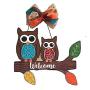 Fall Owls Welcome Door Hanger, Forest Animal Owls Wreath Sign, Woodland Creatures Wood Sign, Tree Branch with Leaves, Fall Decorations