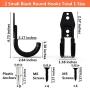Wall Mount Double Hook,Heavy Duty Steel Garage Storage Utility Hooks with Anti-Slip Coating,Load Capacity 66 LB (2 Pack Black 2.8" Round J Hook)