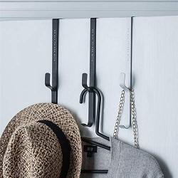 Clothes Racks Non-Perforated Clothes Hanger Wall Mount Rack on The Back of The Hanger Door, 5 Pcs, Standard Hangers (Color : Black)