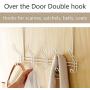 Over The Door Hook - 5 Hooks Towel Rack for Bathroom Storage Closet - Behind The Door Organizer Clothes Rack - Shoe Or Hat Holder - Office Cubicle Purse Hanger - Door Hook (White)