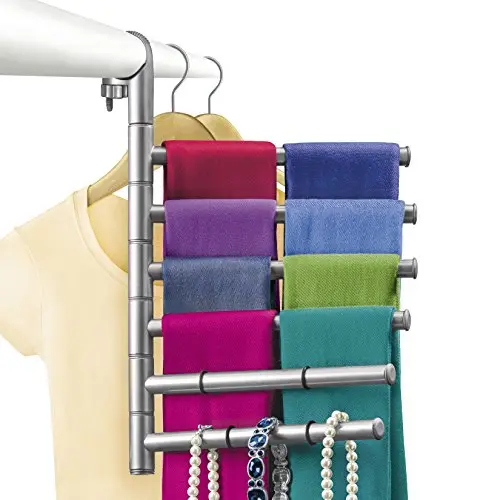 Lynk Hanging Pivoting Scarf Rack and Accessory Holder - Closet Hanger Organizer Rack - Platinum Lynk Hanging Pivoting Scarf Rack and Accessory Holder - Closet Hanger Organizer Rack - Platinum