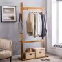 WYQSZ Living Clothes Rack Wooden, Simple Modern Floor Bedroom Bamboo Garment Rack, Creative Hanger Bamboo Bamboo Multi-Purpose Clothes Rack (Color : B, Size : 55176cm)
