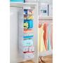 mDesign Soft Stackable Fabric Closet Storage Organizer Holder Boxes - Clear Window and Lid, for Child/Kids Room, Nursery, Playroom - Polka Dot Print - Medium - Light Gray with White Dots
