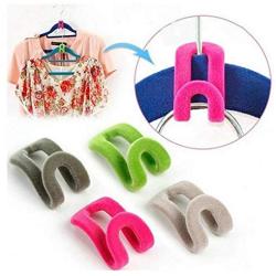 20Pcs Mini Flocking Hooks for Clothes Hanger Closet Organizer Travel Clothes Hanging Organizer Coat Hooks Color Random