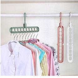 10PC Random Color Multi-Port Support Circle Clothes Hanger Space Saving Magic Skirt Drying Rack Plastic Scarf Hook Wardrobe Closet Decoration