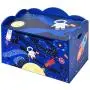 Costzon Toy Box, Entryway Storage Chest/Bench with 2 Safety Hinge, Non-Toxic Environmental Paint Toy Box/Organizer with Built-in Handles, Simple Assembly & Easy to Move (Blue Space)