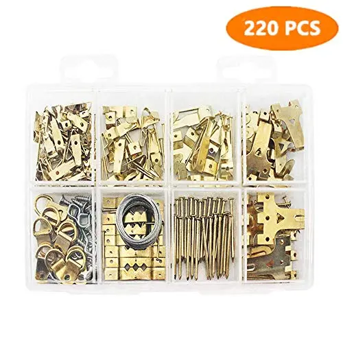 Heavy Duty Photo Frame Hooks, 220 Pieces Ultimate Picture Hanging Kit Picture Hanger Assortment Tool for Wall Mounting