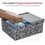 Onlyeasy Fabric Foldable Storage Boxes - Bins Cubes Dividers Organizer Baskets Cloth Closet Shelf Cubby Bookcase Baby Container with 2 Lids, 19.6