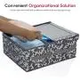 Onlyeasy Fabric Foldable Storage Boxes - Bins Cubes Dividers Organizer Baskets Cloth Closet Shelf Cubby Bookcase Baby Container with 2 Lids, 19.6