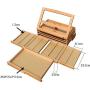 Goujxcy Wooden 3 Drawers Storage Boxes Easel, Portable Wood Artist Desktop Case with Fold Down Canvas Easel Book Stand - Store Art Paint, Markers, Pens, 4 Angle Adjustable, Premium Beechwood