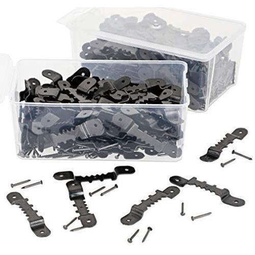 Juvale 200-Count 1.8 Inch Metal Sawtooth Picture Frame Hangers with 400 Screws