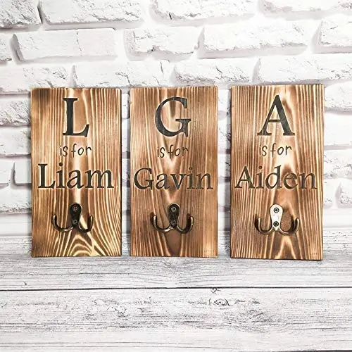 Wooden wall hook - Backpack kids Holder - farmhouse holder - Personalized Name Sign - Kids rack - Bathroom towel hanger - Custom Wood Sign