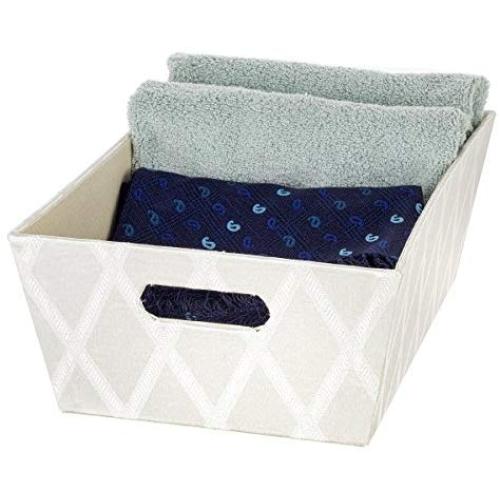 Creative Scents Galliana Decorative Storage Boxes with Moisture-Proof Interior | Heavy Duty Fabric Organizer Bin | Ample Space for Closet Organization, Toys, Laundry, Books & More (Off-White)