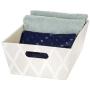 Creative Scents Galliana Decorative Storage Boxes with Moisture-Proof Interior | Heavy Duty Fabric Organizer Bin | Ample Space for Closet Organization, Toys, Laundry, Books & More (Off-White)