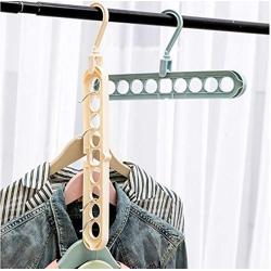 10pcs Random Color Multi-Function 9-Hole Sliding Clothes Hanger Sorting Drying Rack Hook Organizer 3D Space Saving Hanger Magic Hanger with Hook