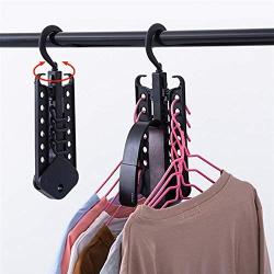 Katoot@ 360 Degree Clothes Hanger With Hooks Rotation Space Saving Black Hanger Foldable Plastic Collapsible Magic Closet Organizer