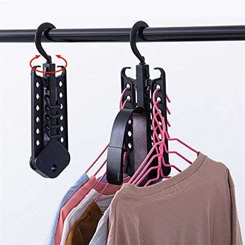 Katoot@ 360 Degree Clothes Hanger With Hooks Rotation Space Saving Black Hanger Foldable Plastic Collapsible Magic Closet Organizer Katoot@ 360 Degree Clothes Hanger With Hooks Rotation Space Saving Black Hanger Foldable Plastic Collapsible Magic Closet Organizer