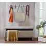 Spiretro Set of 2 Wall Mount 22 inch Flip Bamboo Coat Rack, 5 Retractable Metal Hooks Organize Hang Cloths Hat Scarfs Purses for Entryway Foyers Hallways Bedrooms Bathroom Office, Beige White Nickel