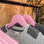 Harbour Housewares Wooden Children Clothes Kids Coat Hangers with Trouser Bar & Notches - Pastel Pink - Pack of 10